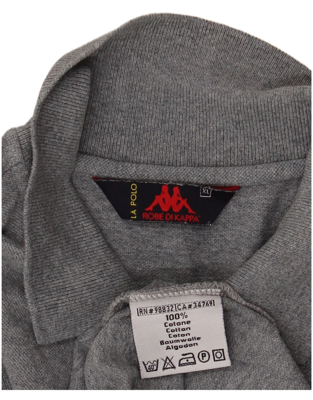 Kappa Mens Long Sleeve Polo Shirt XL Grey Cotton