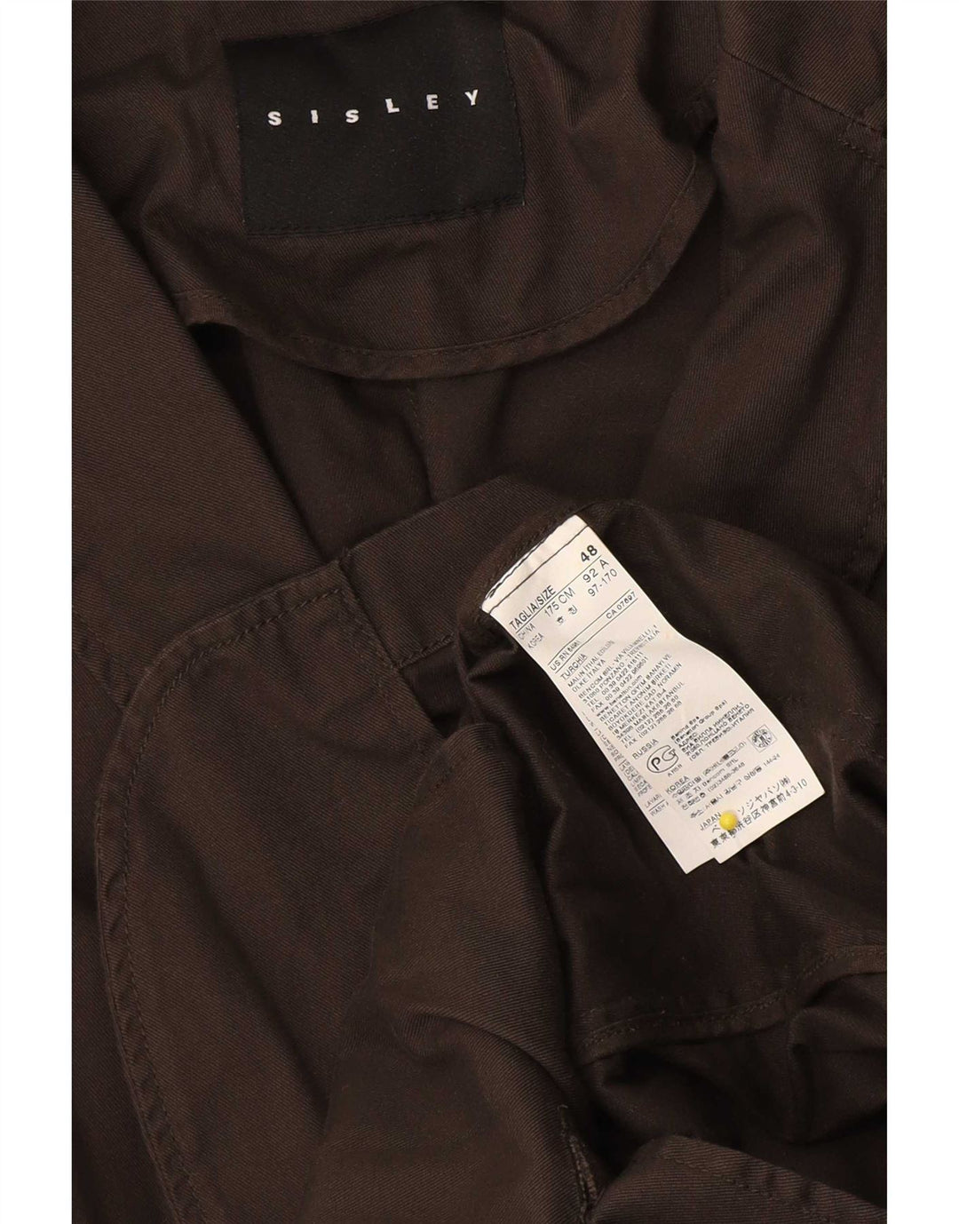 Sisley Mens 2 Button Blazer Jacket IT 48 Medium Brown Cotton