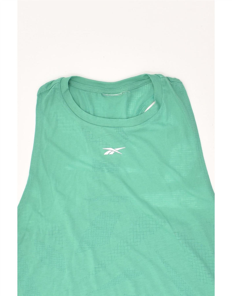 REEBOK Womens Vest Top UK 8 Small Green Vintage Reebok and Second-Hand Reebok from Messina Hembry 