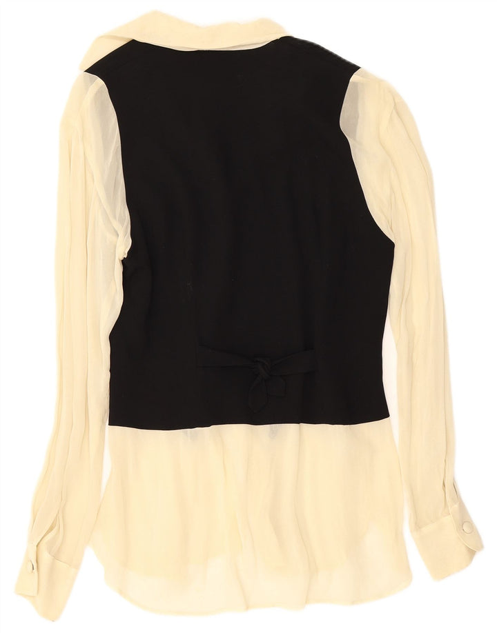 Moschino Womens Shirt Blouse UK 12 Medium Black Colourblock Acetate