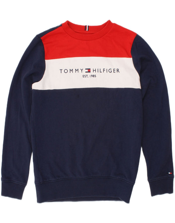 Tommy Hilfiger Boys Sweatshirt Jumper 9-10 Years Navy Blue Colourblock