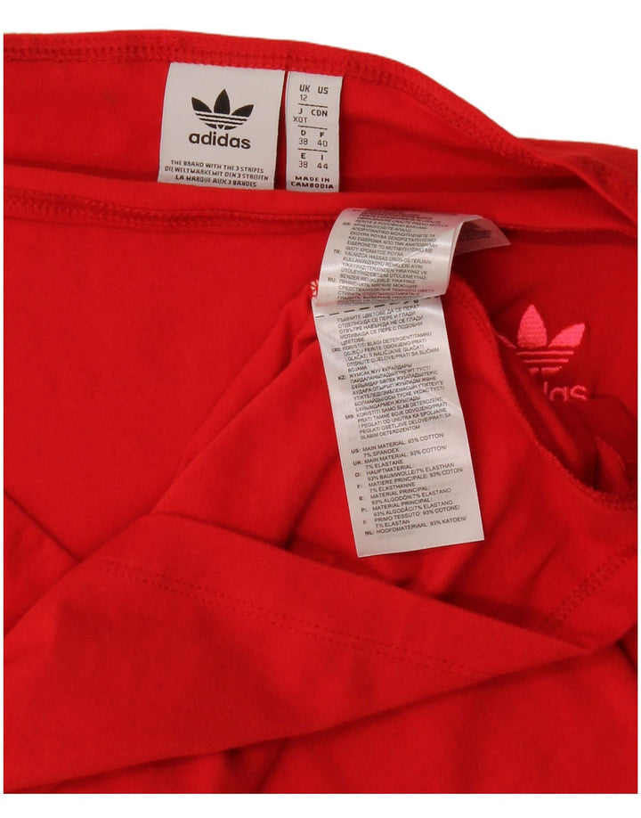 Adidas Womens Mini Off Shoulder Dress UK 12 Medium Red Cotton
