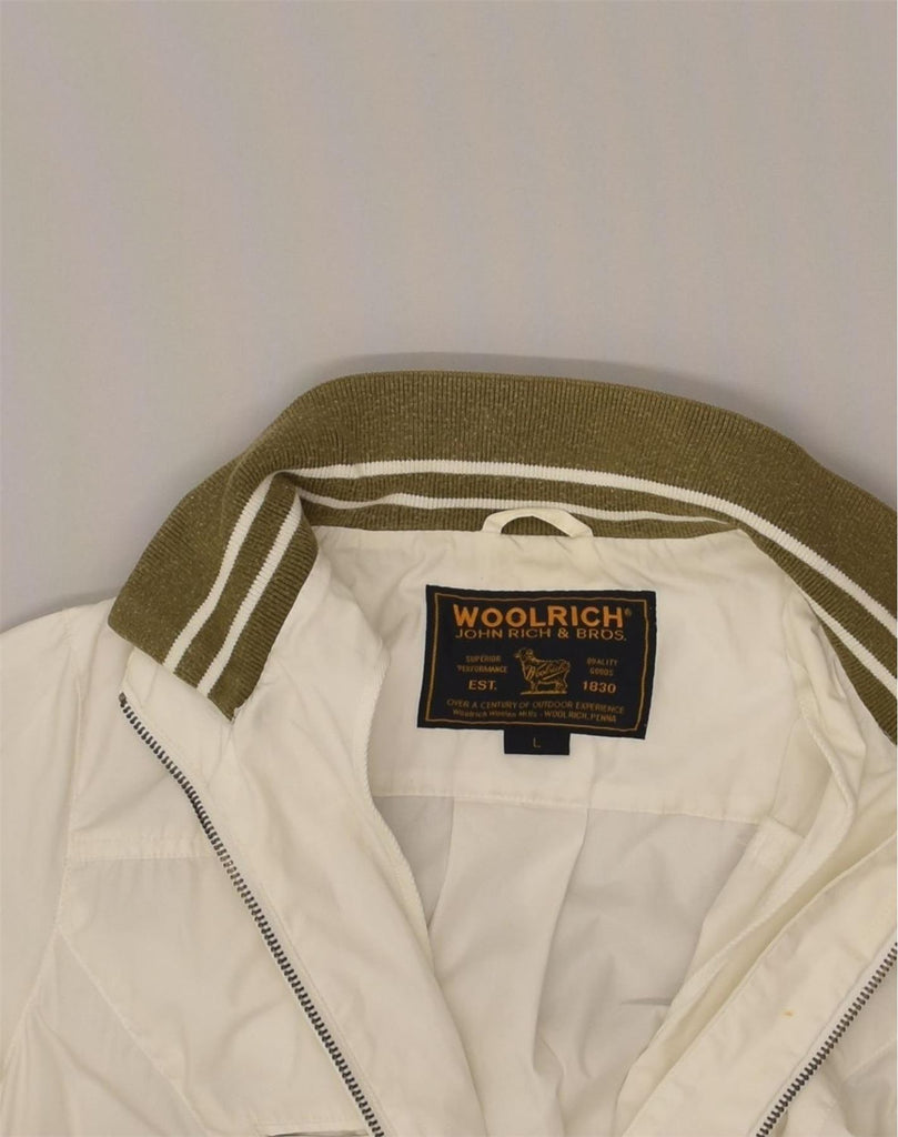 WOOLRICH Womens Bomber Jacket UK 14 Large White Polyester | Vintage Woolrich | Thrift | Second-Hand Woolrich | Used Clothing | Messina Hembry 