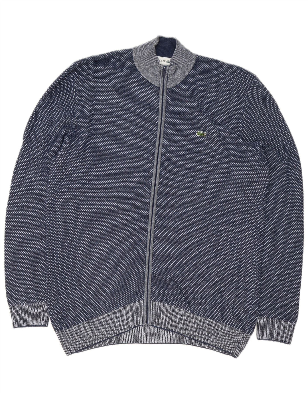 Lacoste Mens Cardigan Sweater Size 5 Large Navy Blue Flecked