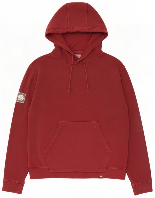 Pretty Green Mens Hoodie Jumper Large Burgundy Cotton