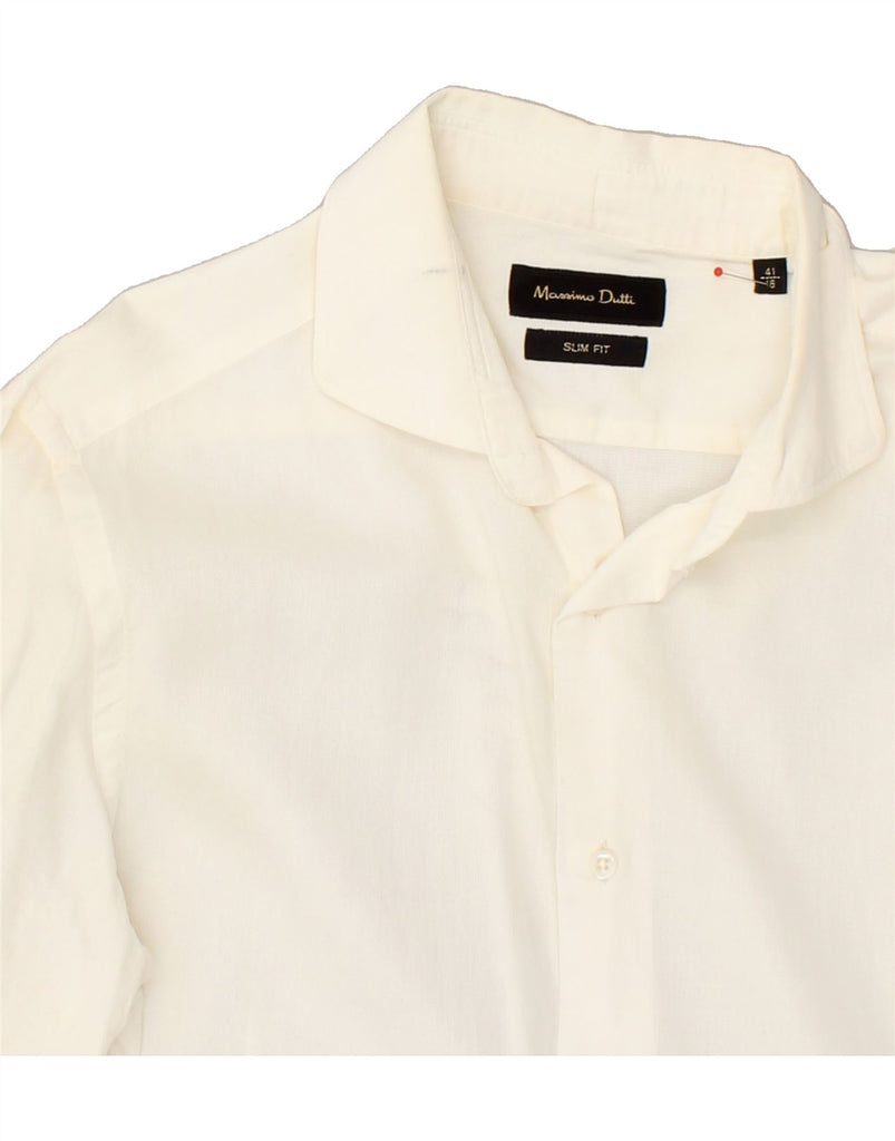 MASSIMO DUTTI Mens Slim Fit Shirt Size 41 16 Large Off White | Vintage Massimo Dutti | Thrift | Second-Hand Massimo Dutti | Used Clothing | Messina Hembry 