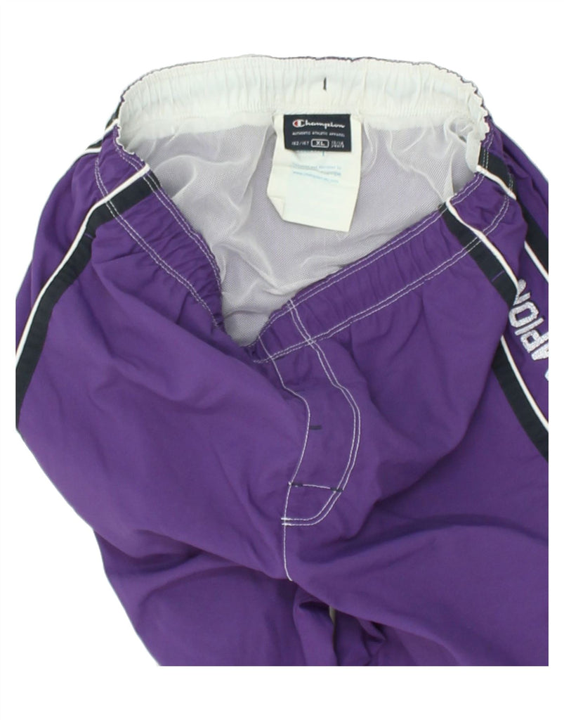 CHAMPION Boys Graphic Sport Shorts 13-14 Years XL Purple Nylon | Vintage Champion | Thrift | Second-Hand Champion | Used Clothing | Messina Hembry 