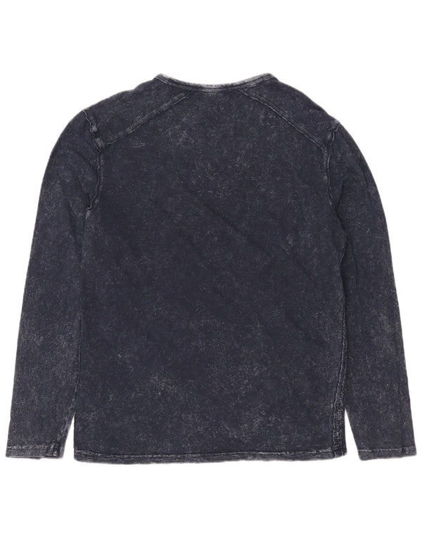 Desigual Mens Graphic T-Shirt Long Sleeve Large Navy Blue Cotton