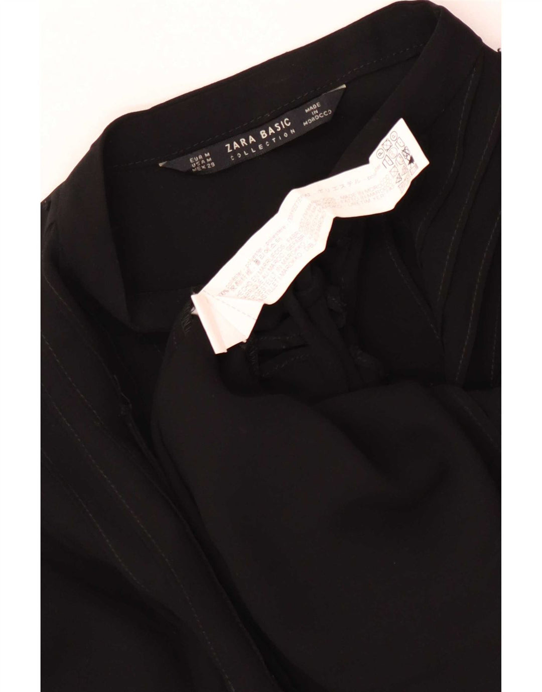 Zara Womens Front Tie Oversized Shirt Blouse UK 14 Medium Black Spotted