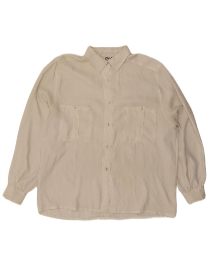 Vintage Womens Shirt UK 14 Medium White Polyester