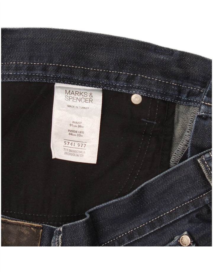 Marks & Spencer Mens Autograph Straight Jeans W36 L33 Navy Blue Cotton