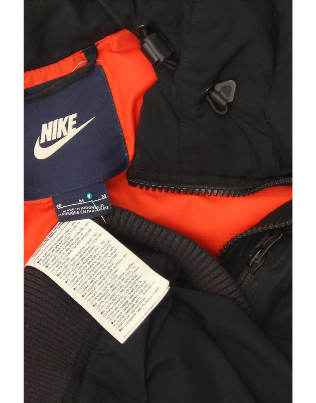 Nike Mens Hooded Padded Jacket UK 38 Medium Black Colourblock Polyester