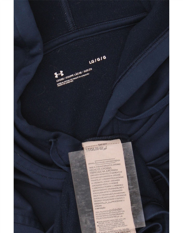 UNDER ARMOUR Mens Hoodie Jumper Large Navy Blue Polyester