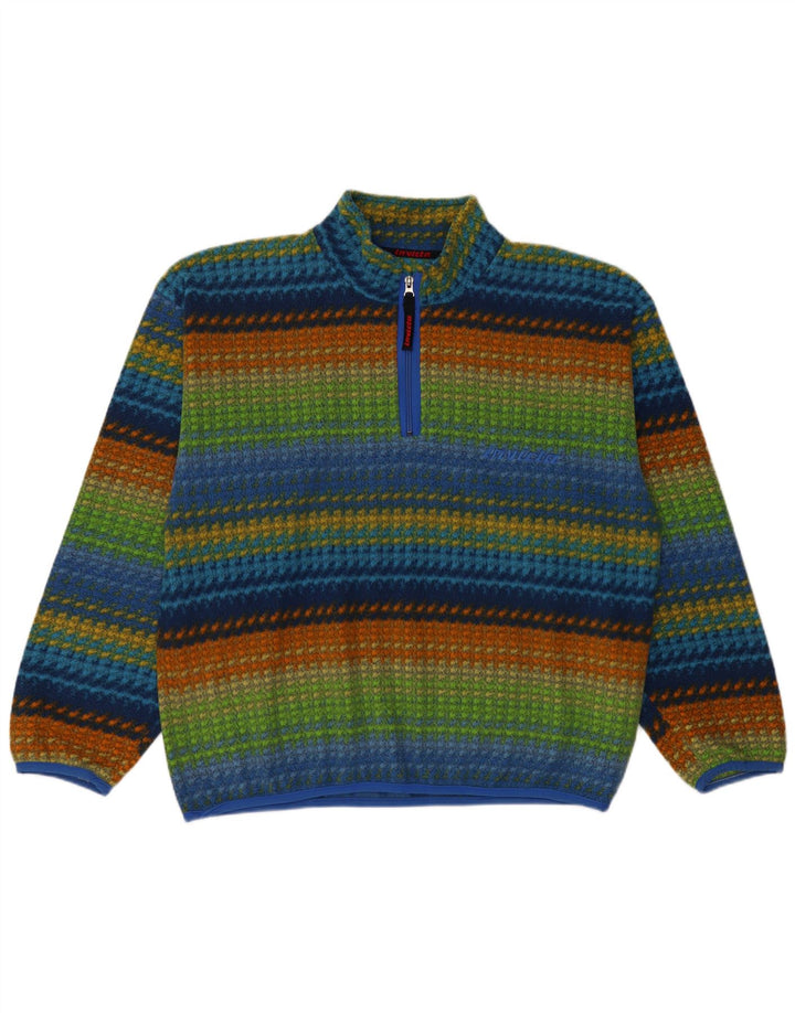 INVICTA Mens Zip Neck Fleece Jumper Large Multicoloured Striped