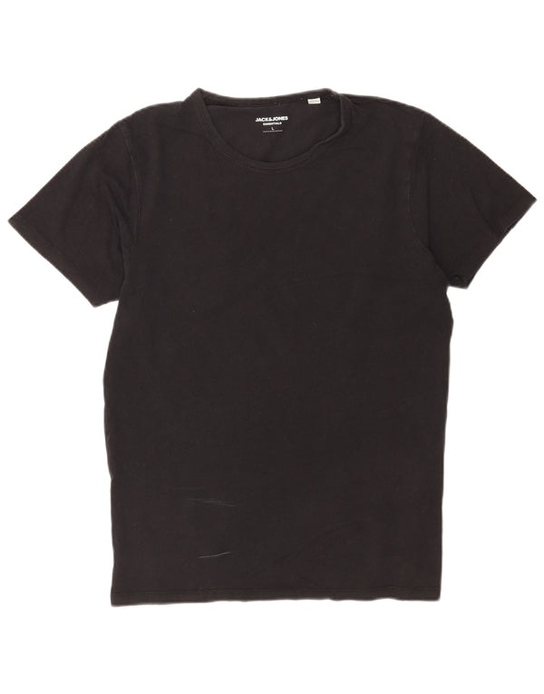 Jack & Jones Mens T-Shirt Top Large Black Cotton