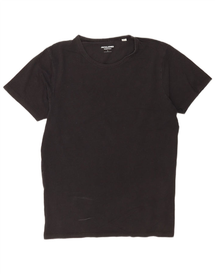 Jack & Jones Mens T-Shirt Top Large Black Cotton