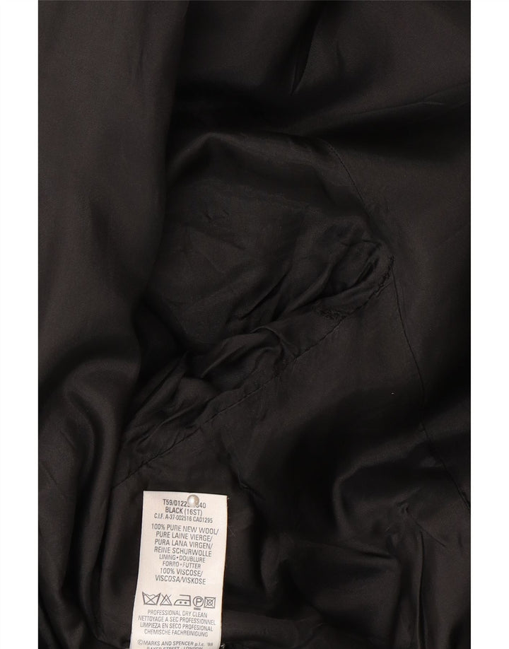 Marks & Spencer Womens 1 Button Blazer Jacket UK 16 Large Black Wool