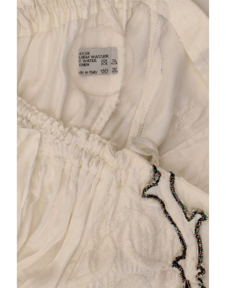 Vintage Womens Flared Skirt W27 Small  White Floral Viscose