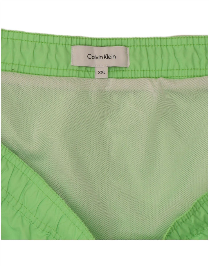 CALVIN KLEIN Mens Graphic Swimming Shorts 2XL  Green Polyester