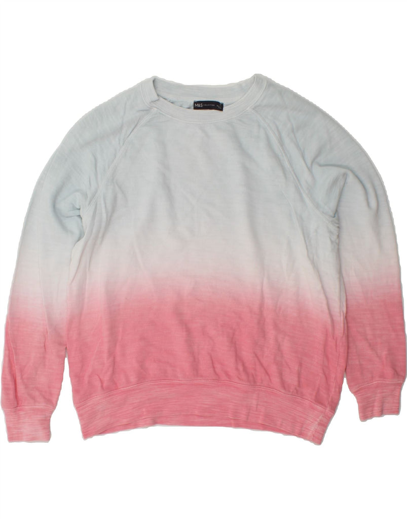 MARKS & SPENCER Womens Sweatshirt Jumper UK 14 Large Blue Colourblock Vintage Marks & Spencer and Second-Hand Marks & Spencer from Messina Hembry 