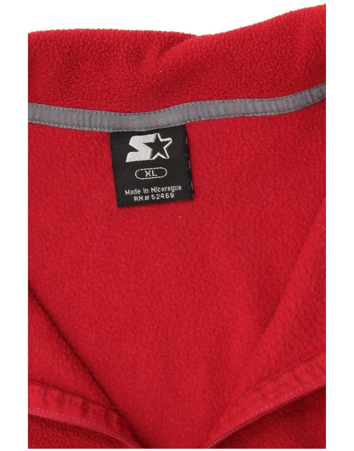STARTER Mens Zip Neck Fleece Jumper XL Red