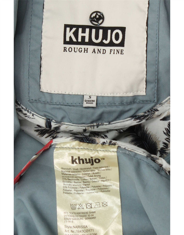 KHUJO Womens Trench Coat UK 10 Small Blue Cotton