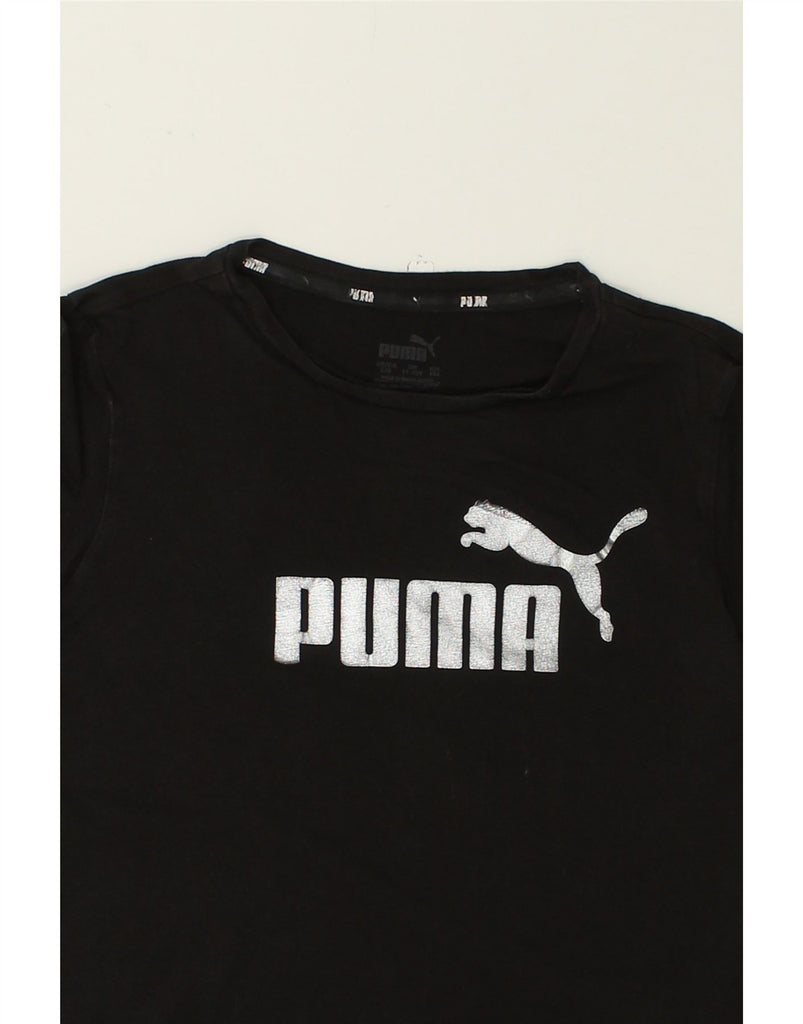 PUMA Girls Graphic T-Shirt Top 11-12 Years  Black Cotton | Vintage Puma | Thrift | Second-Hand Puma | Used Clothing | Messina Hembry 