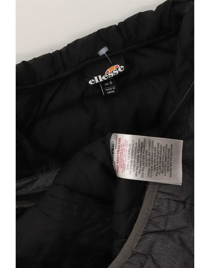 Ellesse Womens Hooded Padded Jacket UK 6 XS Grey Polyester