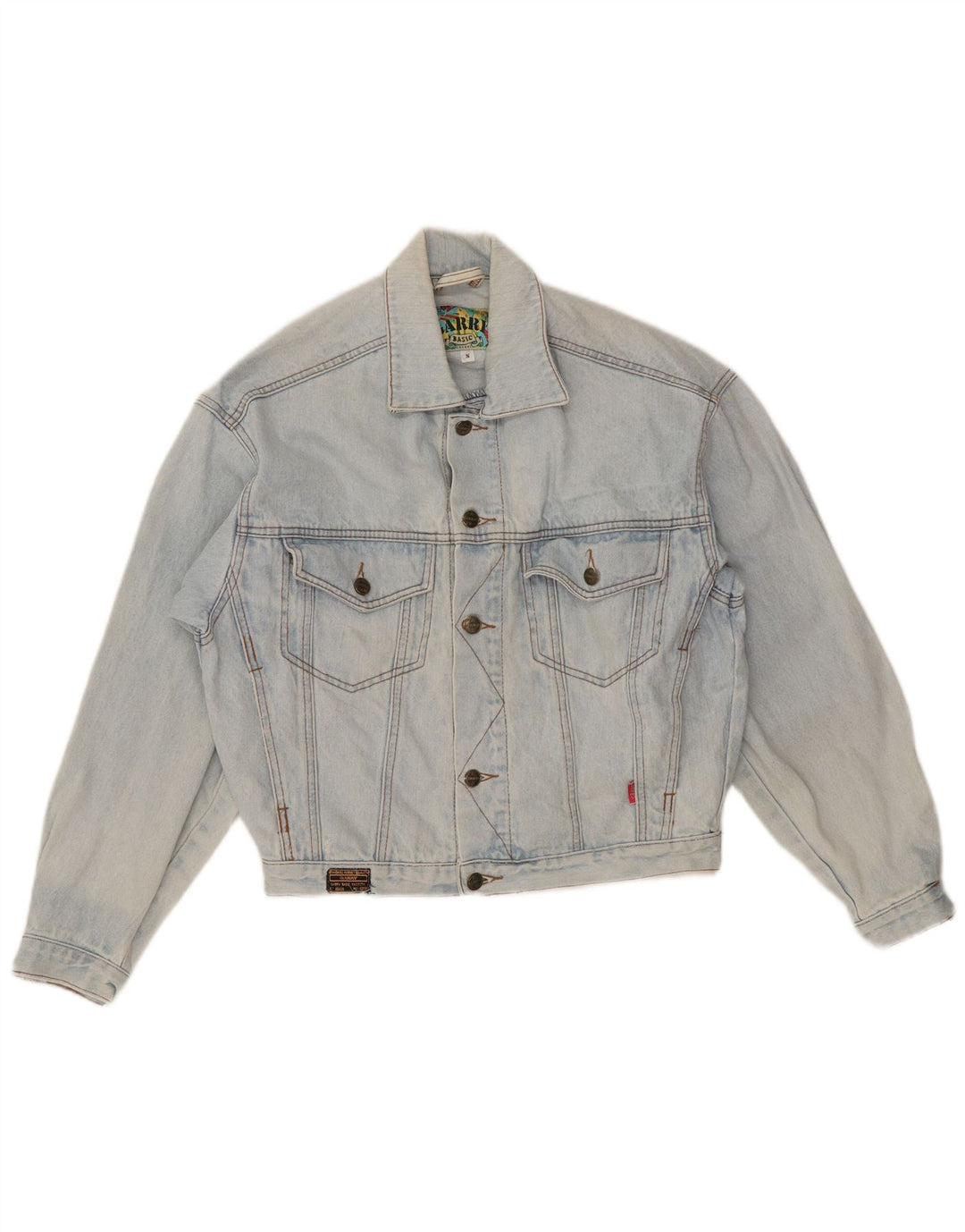 VINTAGE Womens Oversized Crop Denim Jacket UK 10 Small Blue Cotton