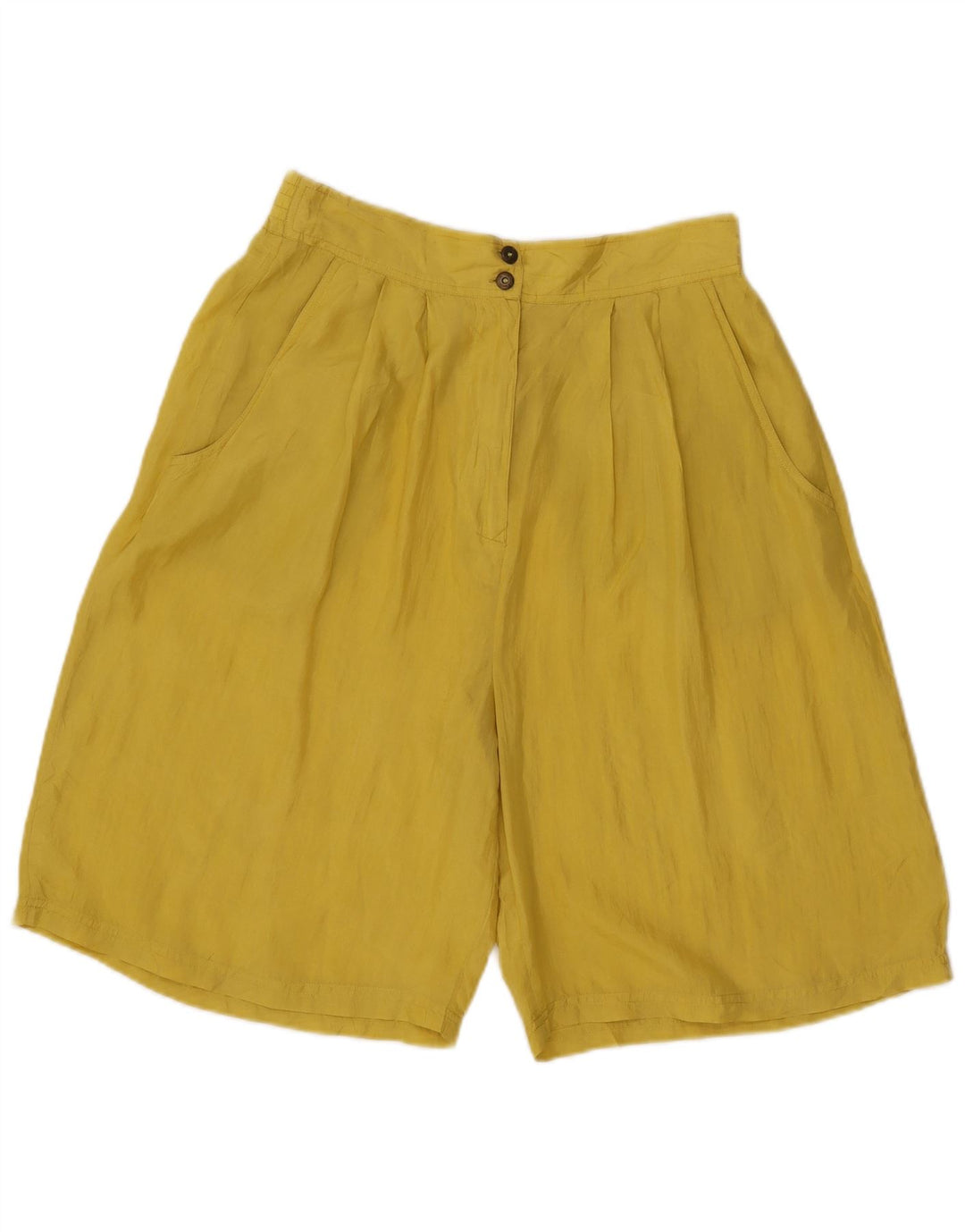 MPG Womens High Waist Pegged Bermuda Shorts IT 44 Medium W29  Yellow Silk