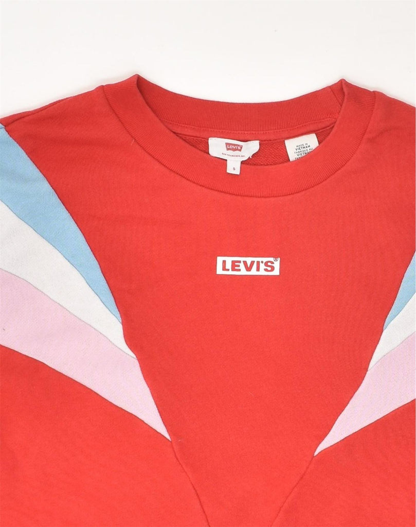 LEVI'S Womens Oversized Sweatshirt Jumper UK 10 Small Red Colourblock | Vintage Levi's | Thrift | Second-Hand Levi's | Used Clothing | Messina Hembry 