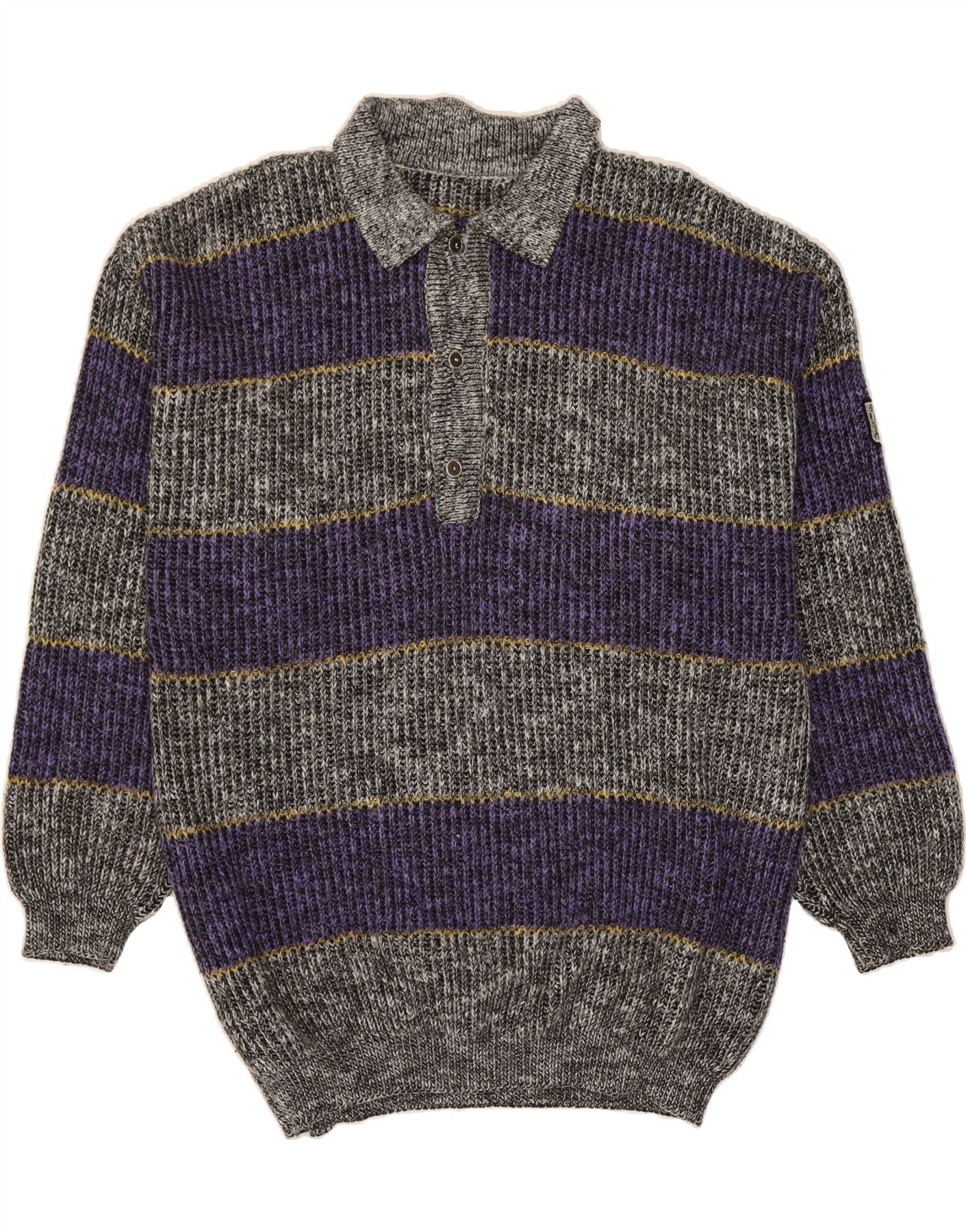 CARRERA Mens Polo Neck Jumper Sweater XL Purple Striped Acrylic Vintage Carrera and Second-Hand Carrera from Messina Hembry 