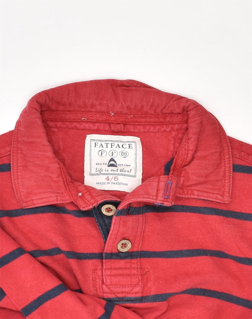 FAT FACE Boys Long Sleeve Polo Shirt 4-5 Years Red Striped Cotton | Vintage Fat Face | Thrift | Second-Hand Fat Face | Used Clothing | Messina Hembry 