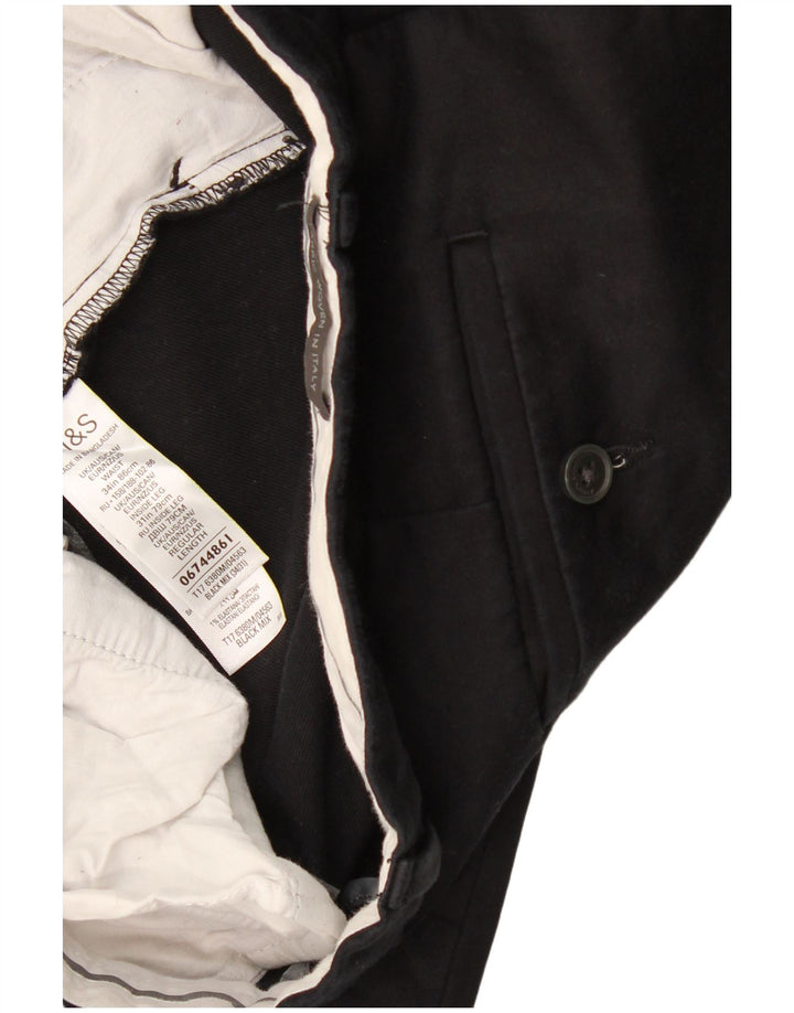 Marks & Spencer Mens Slim Chino Trousers W34 L31 Black Cotton
