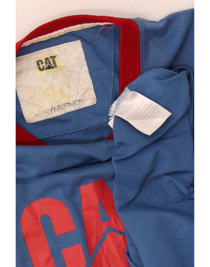 Caterpillar Mens Graphic T-Shirt Top XL Blue Polyester
