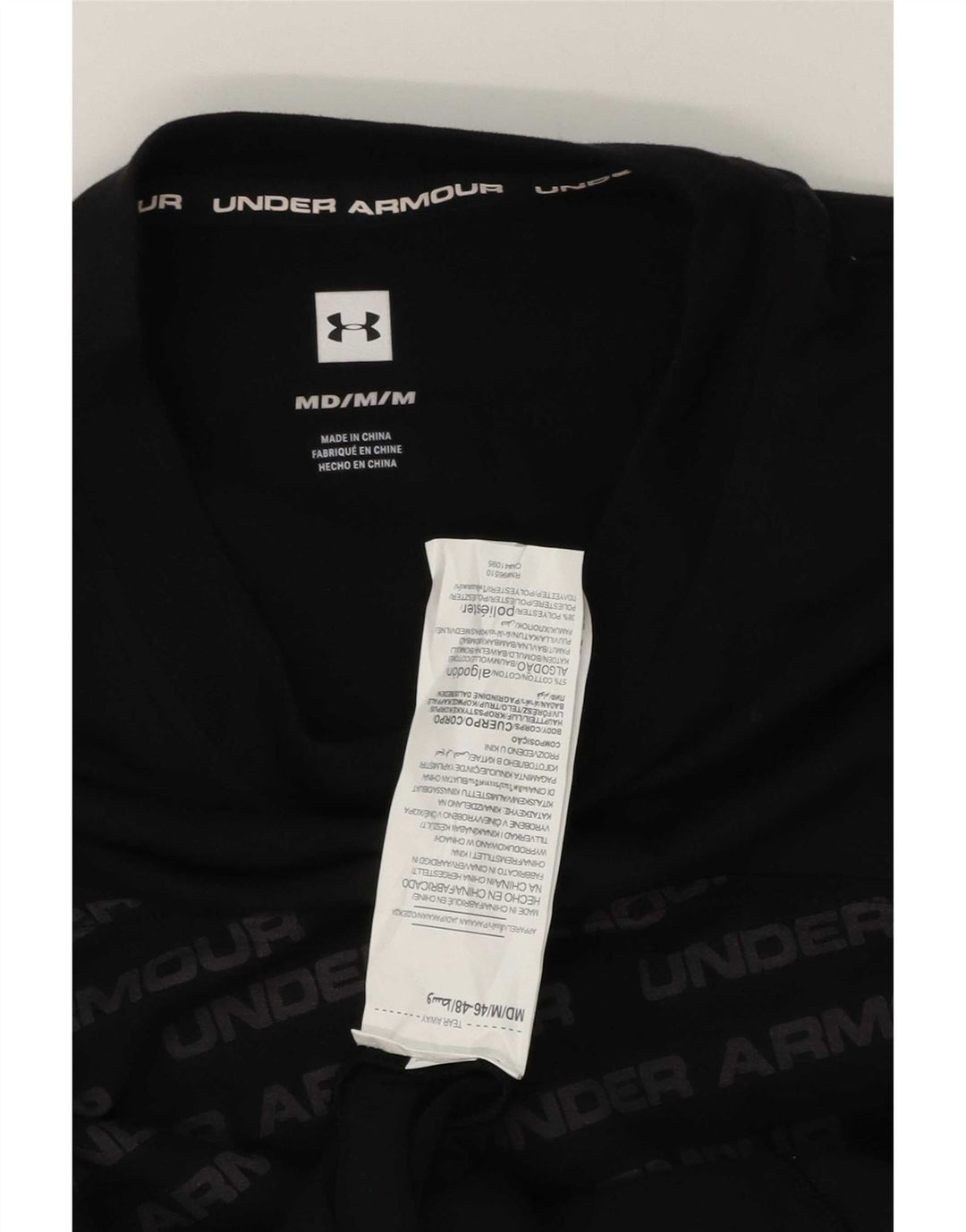 Under Armour Mens Graphic Top Long Sleeve Medium Black Cotton