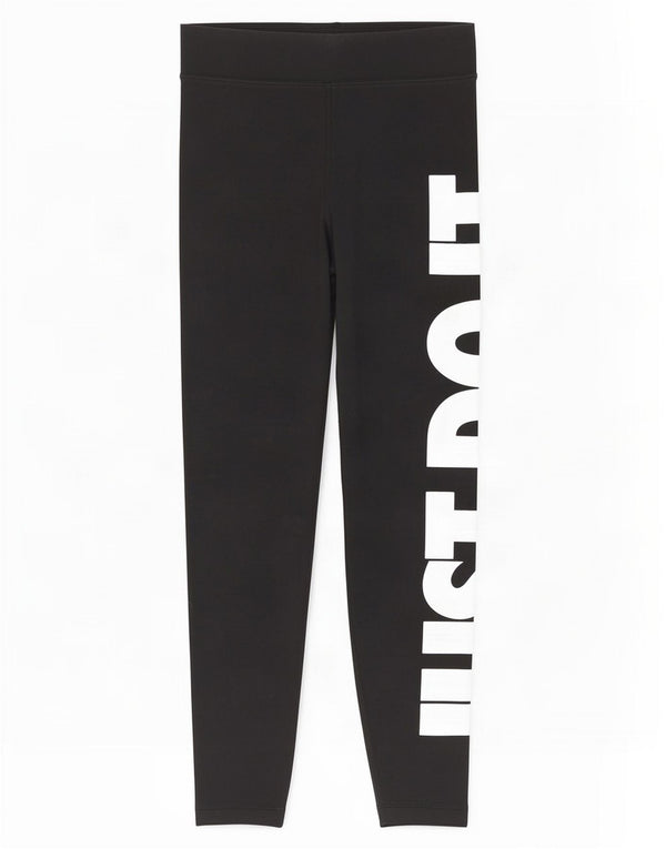 Nike Womens Graphic Leggings UK 12 Medium Black Cotton