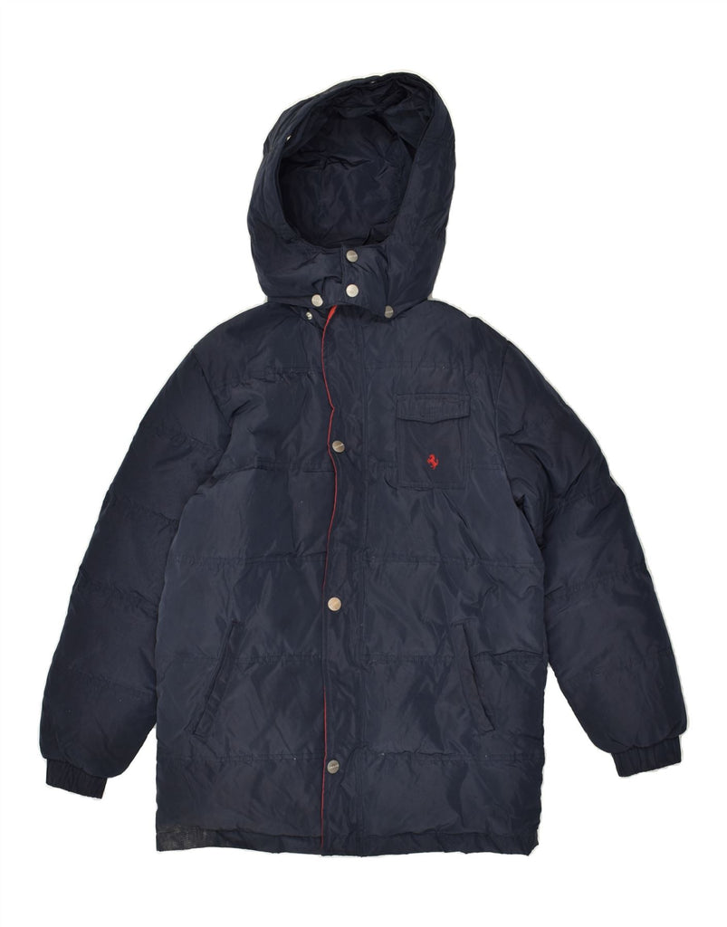 FERRARI Boys Hooded Padded Jacket 11-12 Years Navy Blue Nylon | Vintage Ferrari | Thrift | Second-Hand Ferrari | Used Clothing | Messina Hembry 