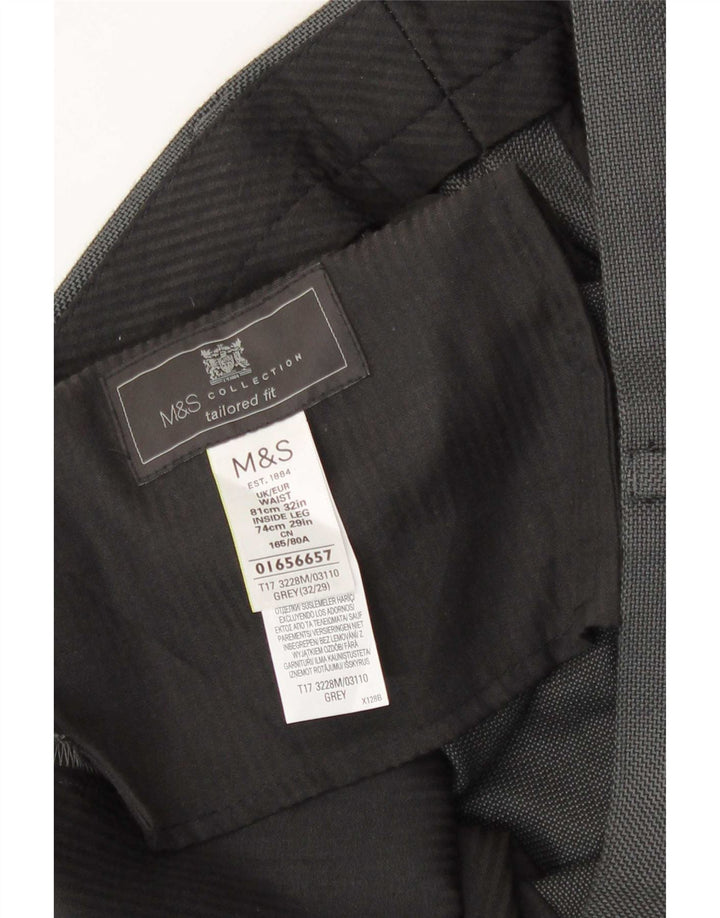 Marks & Spencer Mens Tailored Fit Chino Trousers W32 L29 Grey Polyester