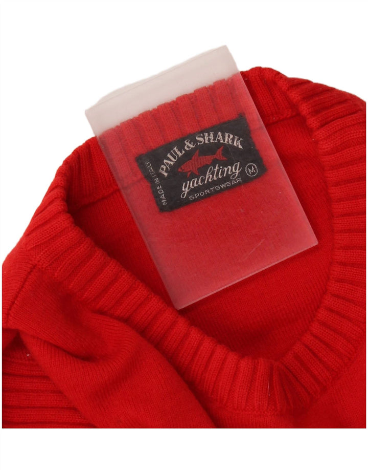 PAUL & SHARK Mens Yachting Crew Neck Jumper Sweater Medium Red Virgin Wool