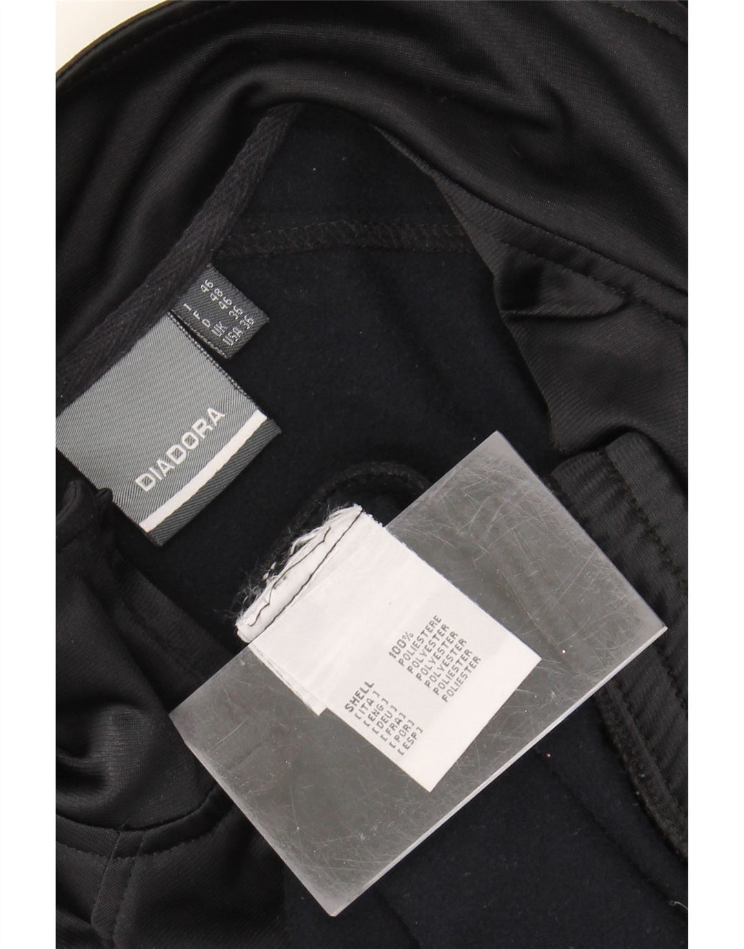 DIADORA Mens Tracksuit Top Jacket UK 36 Small Black Polyester Vintage Diadora and Second-Hand Diadora from Messina Hembry 
