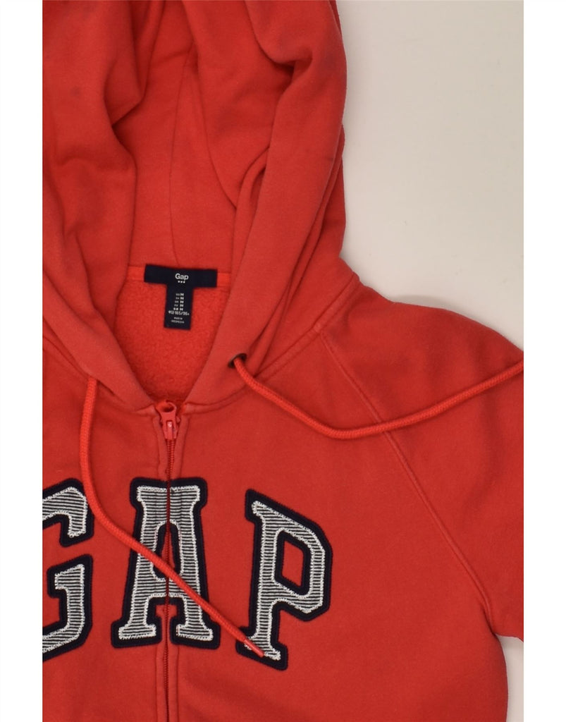 GAP Womens Graphic Zip Hoodie Sweater UK 14 Medium Red Cotton | Vintage Gap | Thrift | Second-Hand Gap | Used Clothing | Messina Hembry 