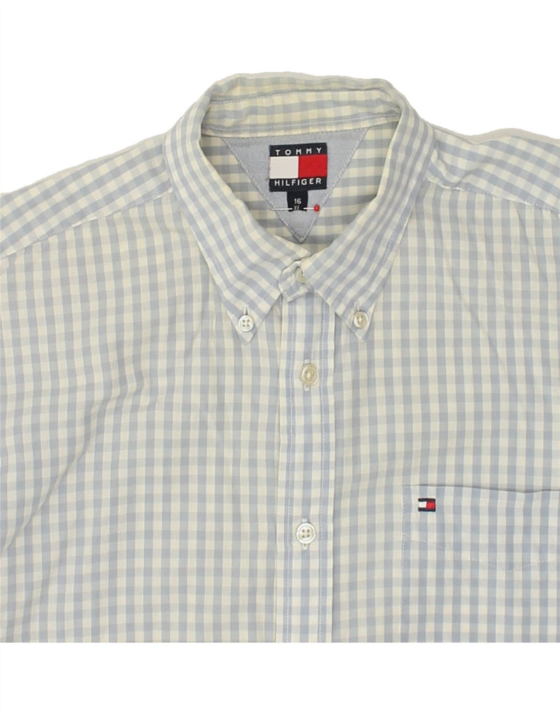 TOMMY HILFIGER Boys Shirt 15-16 Years XL Grey Gingham Cotton | Vintage Tommy Hilfiger | Thrift | Second-Hand Tommy Hilfiger | Used Clothing | Messina Hembry 