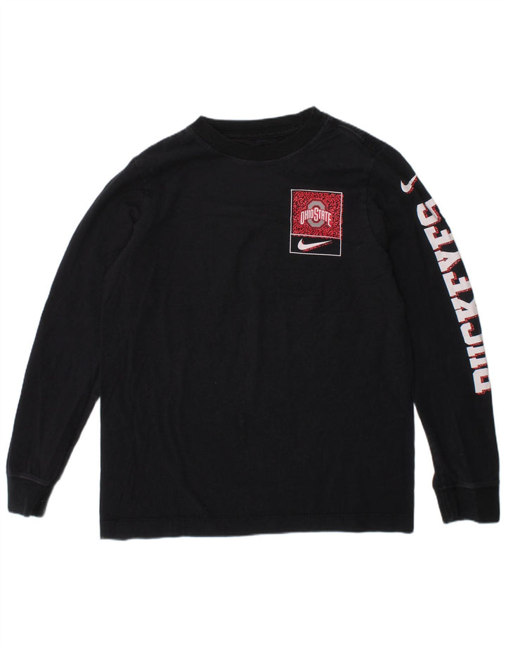 NIKE Boys Graphic Top Long Sleeve 8-9 Years Small Navy Blue
