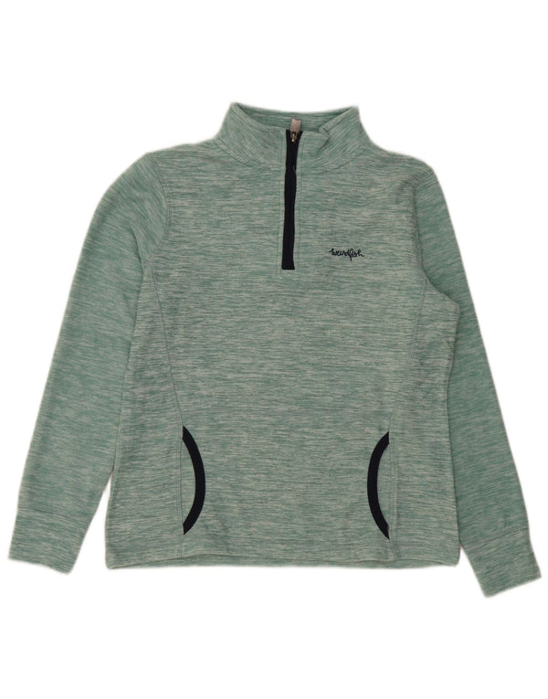 Weird Fish Womens Zip Neck Fleece Jumper UK 10 Small Green Flecked