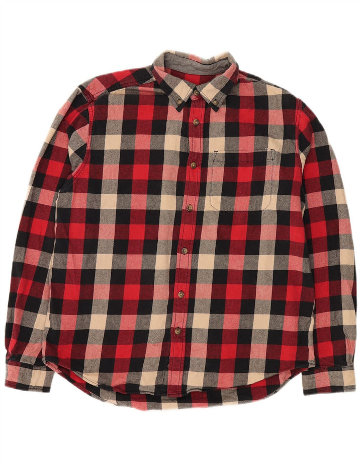 EDDIE BAUER Mens Flannel Shirt Large Red Check Cotton