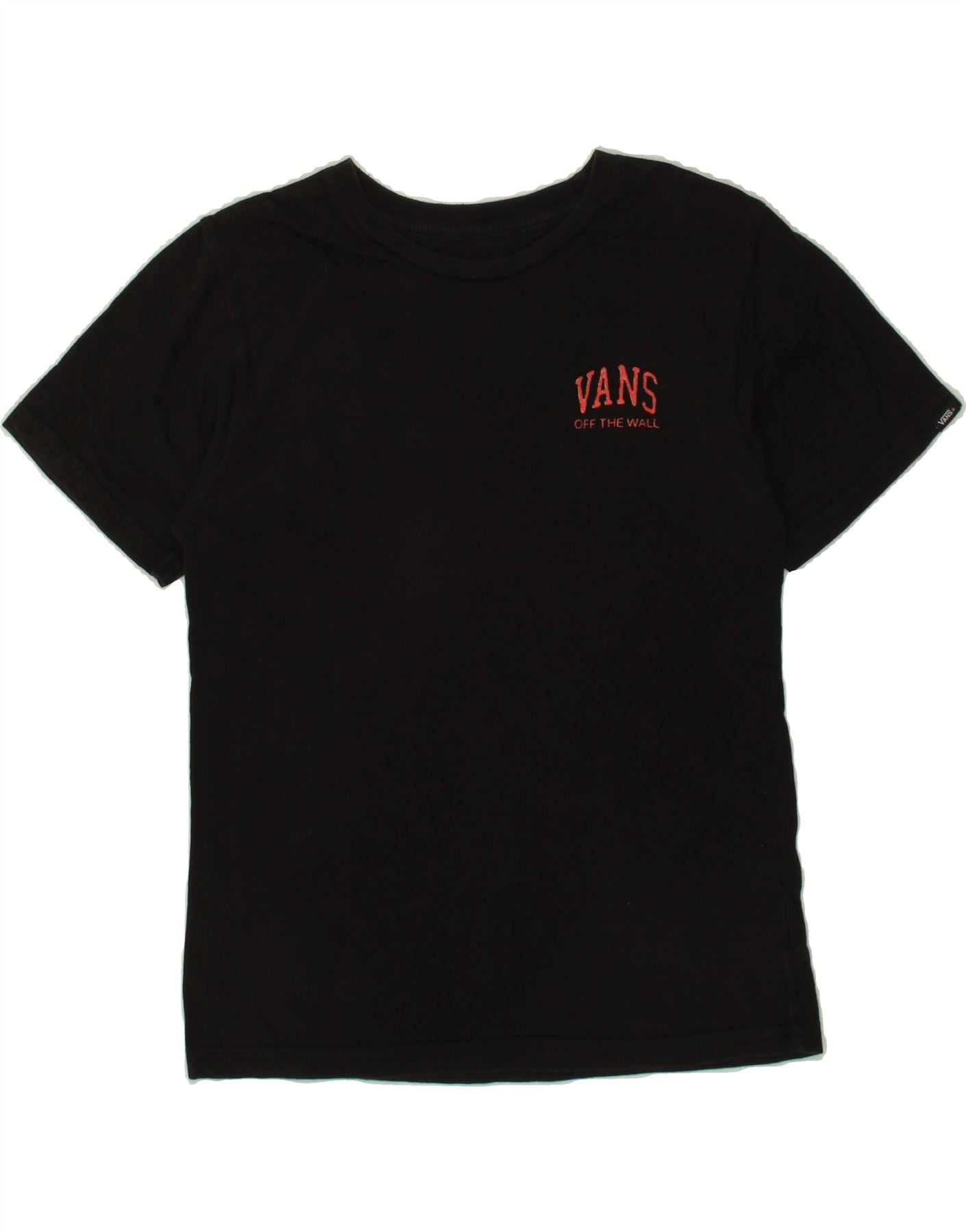 VANS Boys Custom Fit Graphic T Shirt Top 12 13 Years Large Black Cotton