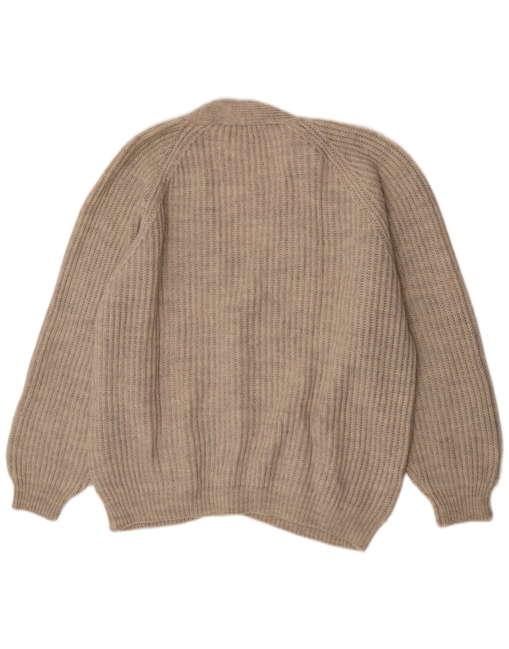 Vintage Mens Cardigan Sweater XL Beige Wool