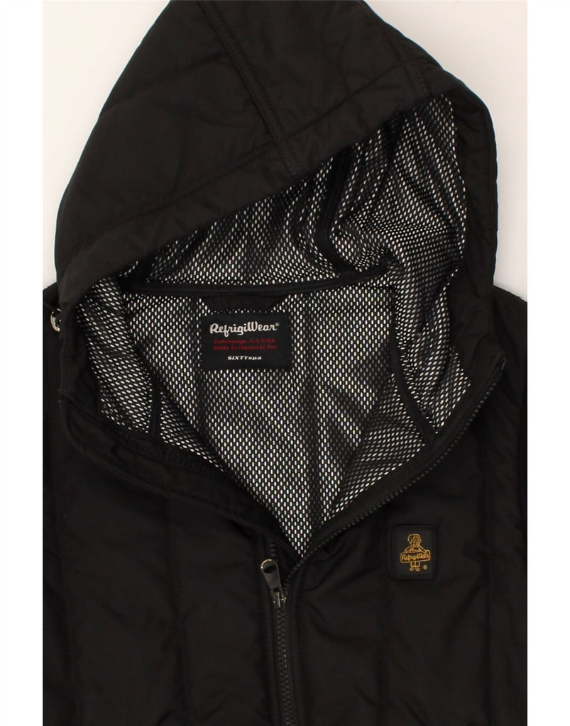 REFRIGIWEAR Womens Hooded Padded Jacket IT 40 Small Black Polyester | Vintage Refrigiwear | Thrift | Second-Hand Refrigiwear | Used Clothing | Messina Hembry 