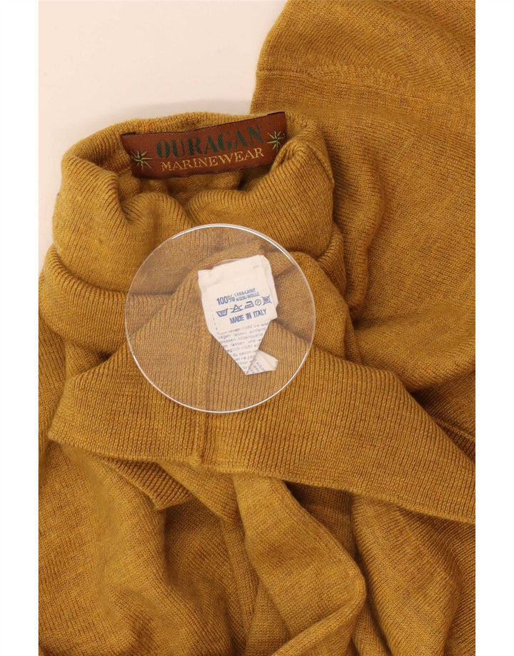 Ouragan Mens Roll Neck Jumper Sweater Medium Yellow Wool